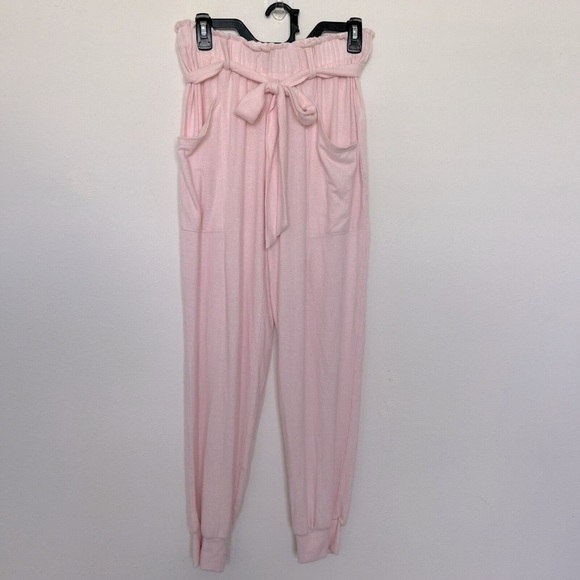 𝅺GIBSONLOOK fleece Joggers paperbag pants pink MEDIUM Cozy Pockets NEW - Picture 3 of 8